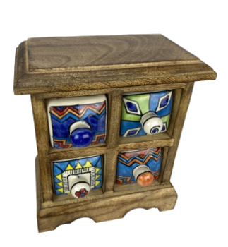 Preview: Kleinkommode mit 4 Keramikschubladen